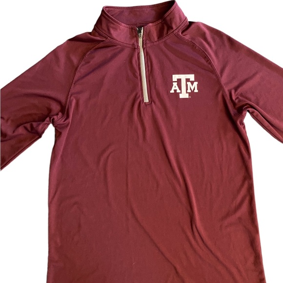 A&M Collegiate Long Sleeve Workout Pull over 1/4 zip up  Shirt - Picture 3 of 6